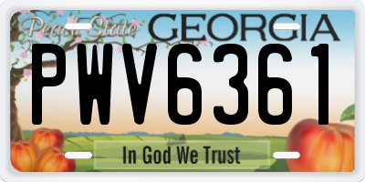 GA license plate PWV6361