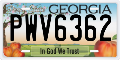 GA license plate PWV6362