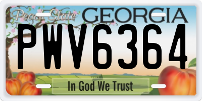 GA license plate PWV6364