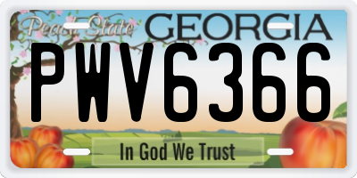 GA license plate PWV6366