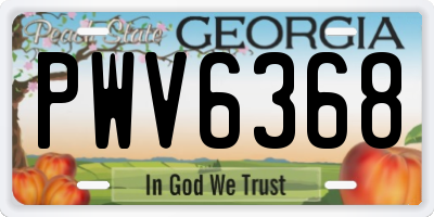 GA license plate PWV6368