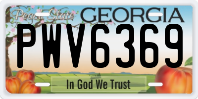 GA license plate PWV6369