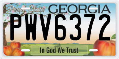 GA license plate PWV6372