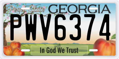 GA license plate PWV6374