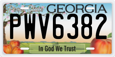 GA license plate PWV6382