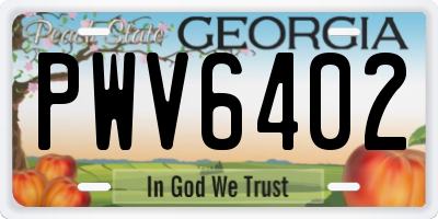 GA license plate PWV6402