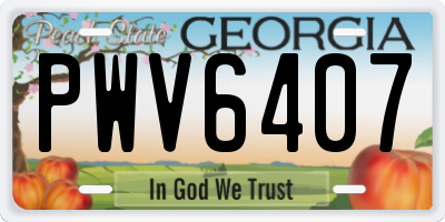 GA license plate PWV6407