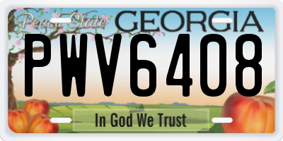 GA license plate PWV6408