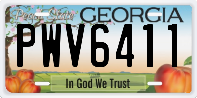 GA license plate PWV6411