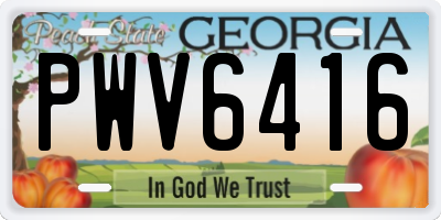 GA license plate PWV6416