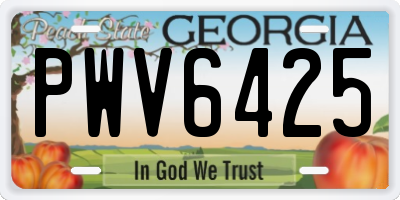 GA license plate PWV6425