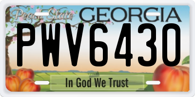 GA license plate PWV6430