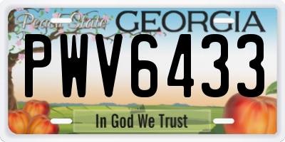 GA license plate PWV6433