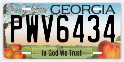 GA license plate PWV6434