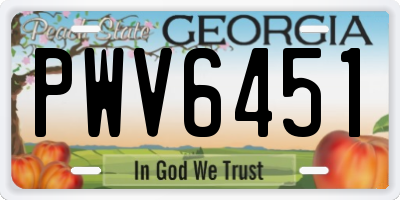 GA license plate PWV6451