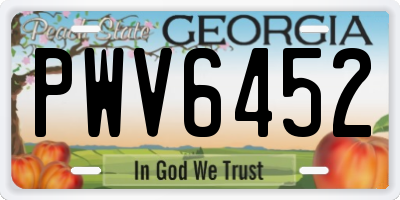 GA license plate PWV6452