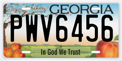 GA license plate PWV6456
