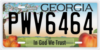 GA license plate PWV6464