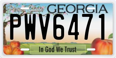 GA license plate PWV6471
