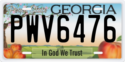 GA license plate PWV6476