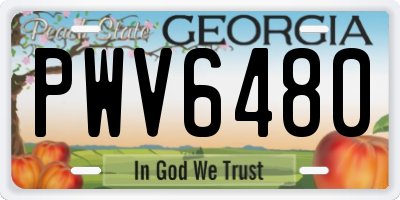 GA license plate PWV6480