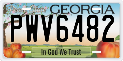 GA license plate PWV6482