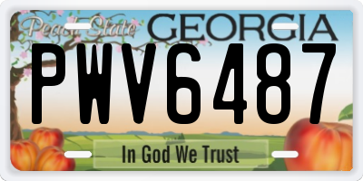 GA license plate PWV6487