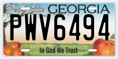 GA license plate PWV6494