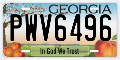 GA license plate PWV6496