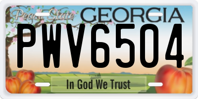 GA license plate PWV6504