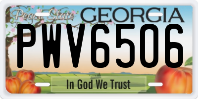 GA license plate PWV6506