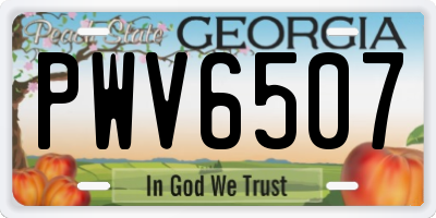 GA license plate PWV6507
