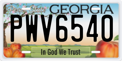 GA license plate PWV6540