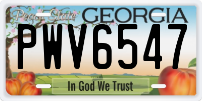 GA license plate PWV6547