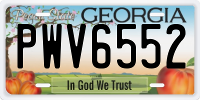 GA license plate PWV6552