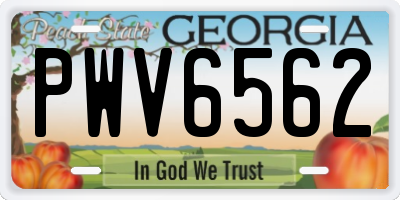 GA license plate PWV6562