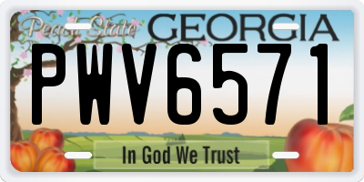 GA license plate PWV6571