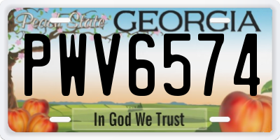 GA license plate PWV6574