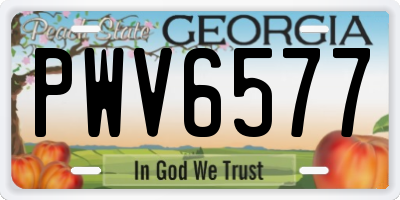 GA license plate PWV6577