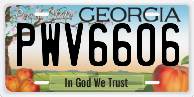 GA license plate PWV6606