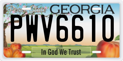 GA license plate PWV6610