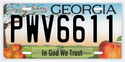 GA license plate PWV6611