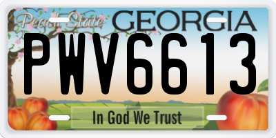 GA license plate PWV6613