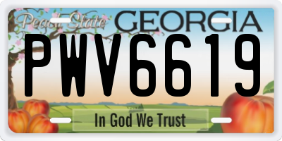 GA license plate PWV6619