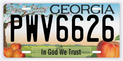 GA license plate PWV6626