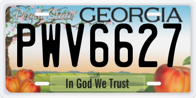 GA license plate PWV6627