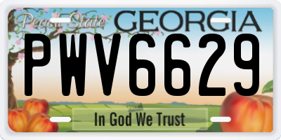 GA license plate PWV6629