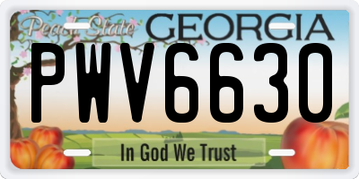 GA license plate PWV6630
