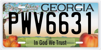 GA license plate PWV6631