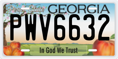 GA license plate PWV6632